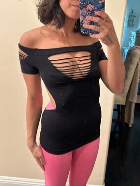 Lapdance Black Shirt Dress with Slits